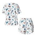 thumbnail image 6 of Wukai Undersea Animals Print Women's Pajama Set - Short-Sleeve Top and Shorts with Elastic Waistband and Pockets for Loungewear, Yoga, and Casual Wear-Large, 6 of 8