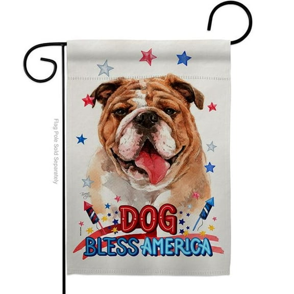 Breeze Decor G120152-BO Patriotic Bulldog Animals Dog 13 x 18.5 in. Double-Sided Decorative Vertical Garden Flags for House Decoration Banner Yard Gift