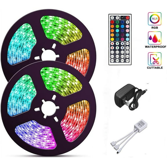 Led Strip Lights Kit 32.8ft Rgb Color Changing Flexible with 44 Keys Remote Controller and 12v Power Supply