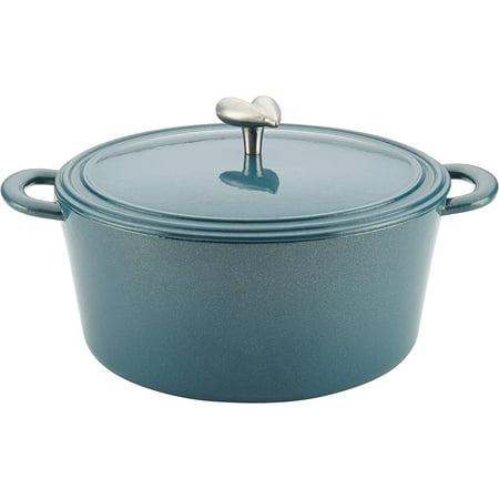 

Ayesha Curry Cast Iron Enamel Casserole Dish/ Casserole Pan / Dutch Oven with Lid - 6 Quart Twilight Teal