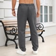 thumbnail image 3 of Linen Pants for Men Straight Leg Drawstring Elastic Waist Trousers Lightweight Breathable Slacks Front Seam Detail Casual Summerwear, 3 of 7