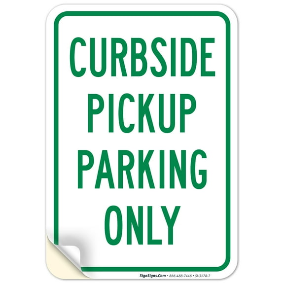 Curbside Pickup Parking Only Sign, 10x7 Vinyl Sticker