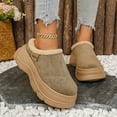 thumbnail image 2 of Platform Slippers for Women Suede Furry Lined Winter Clogs Fashion Round Toe Nonslip Chunky Slip on Shoes Gray 8, 2 of 6