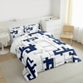 thumbnail image 3 of Manfei Modern Gaometry Aesthetic Full Size Comforter Sets,Pixel Geometric Bedding Comforter Set,Deepblue Gray White Bedding Sets For Boys,Ultra Soft Home Decor Reversible,3 Pieces, 3 of 8