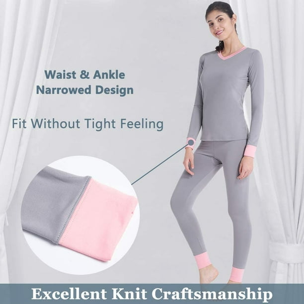 Thermal Underwear for Women Fleece Lined Ultra Soft Base Layer Long Johns  Set 