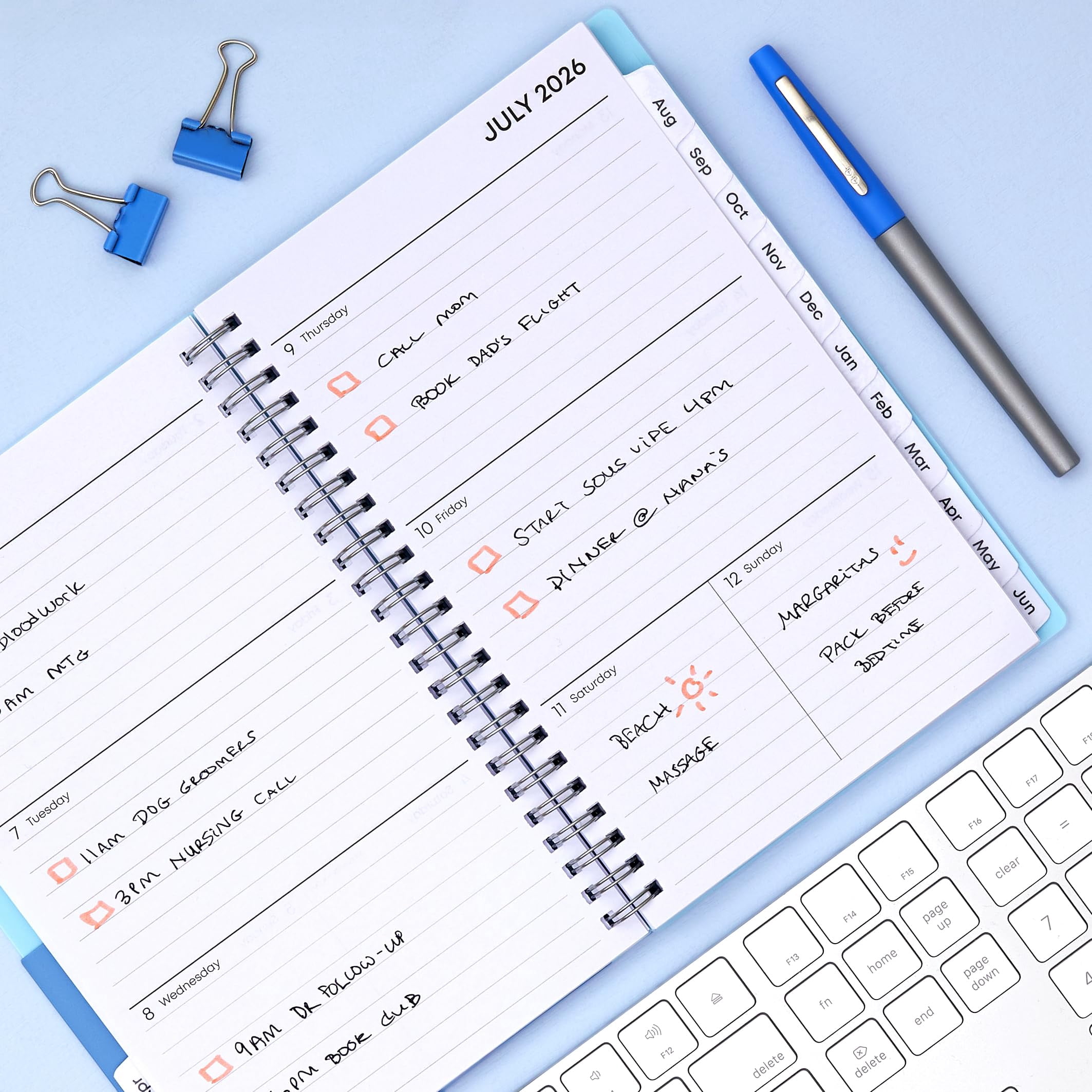 Blue Sky 2026-2027 Weekly and Monthly Academic Year 15 Month Planner Calendar, April 2026 - June 2027, 5" x 8", Flexible Cover With Pockets, Wirebound, Storage Pocket, Blues