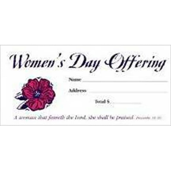 Offering Envelope-Women S Day Offering (Proverbs 31:30) (Bill-Size) (Pack Of 100)
