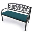 thumbnail image 2 of Jordan Manufacturing Sunbrella 48" x 18" Dupione Deep Sea Teal Stripe Rectangular Outdoor Settee Swing Bench Cushion with Ties, 2 of 10