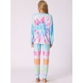 thumbnail image 4 of DARING DIVA Women's Tie Dye Long Sleeve Front Pocket Pajamas Set XS Blue, 4 of 7
