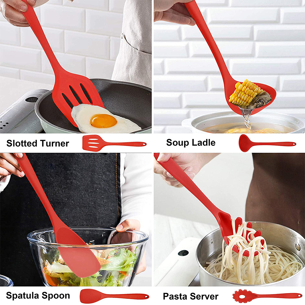 Walchoice 14-Piece Silicone Cooking Utensil Set In Red photo 6