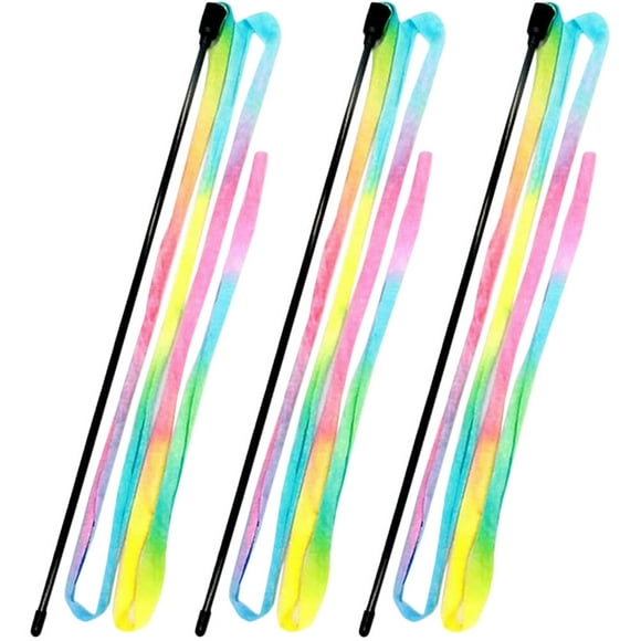 KAKOWELY 3 juguetes de varita arcoíris para gatos, juguetes interactivos para gatos, divertidos juguetes para gatos de interior.