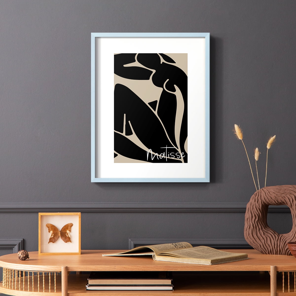 Matisse CCCIII in Blue Solid Wood 8 x 10 Framed Print