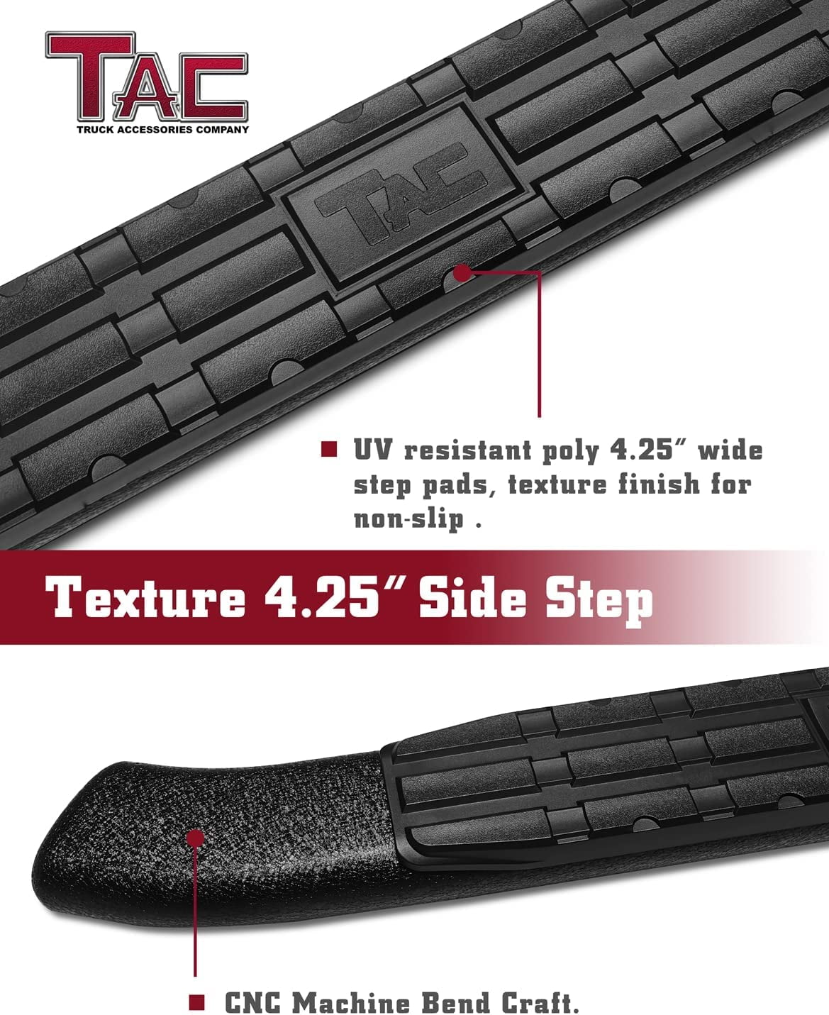 TAC 4.25" Side Steps Fit 2018-2025 Jeep Wrangler JL 2 Door SUV Nerf Bars Running Boards Rock Slider Off Road Exterior Accesories Texture Black 2pcs