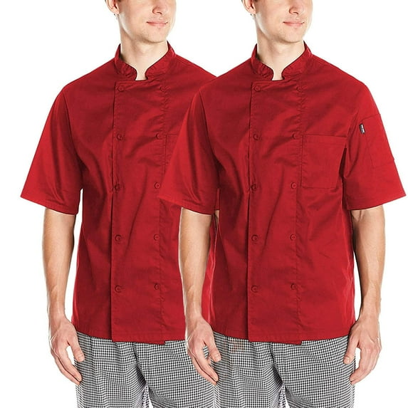 2-PACK Chef Code Cool Breeze Chef Coat with Short-Sleeves and Mesh Vent Inlay, Red, 5X-Large