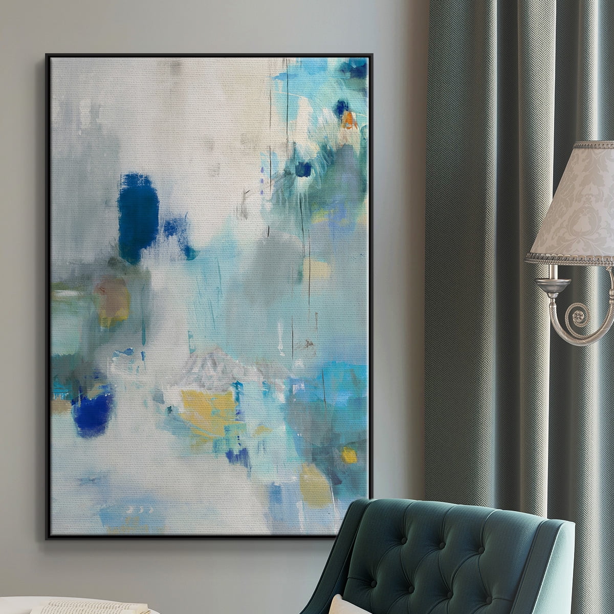 Celeste Motion II Framed Premium Gallery Wrapped Canvas - Ready to Hang - 25 x 37 - Black Floating Frame