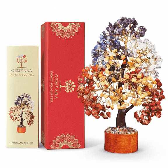 Crystal Tree with 500 Crystals and Healing Stones –Mom Birthday Gifts for Women, Office Desk Decor, Living Room Decor – Gift-Ready in Magnetic Box,Tree of Life for Luck & Positivity