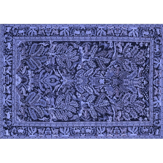 Ahgly Company Machine Washable Indoor Rectangle Persian Blue Traditional Area Rugs, 2' x 5'