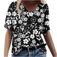 thumbnail image 2 of Fiudx Camisas de Mujer Camisetas Holgadas de Manga Corta con Cuello En V Informales con Estampado de Moda para Mujer, 2 of 4