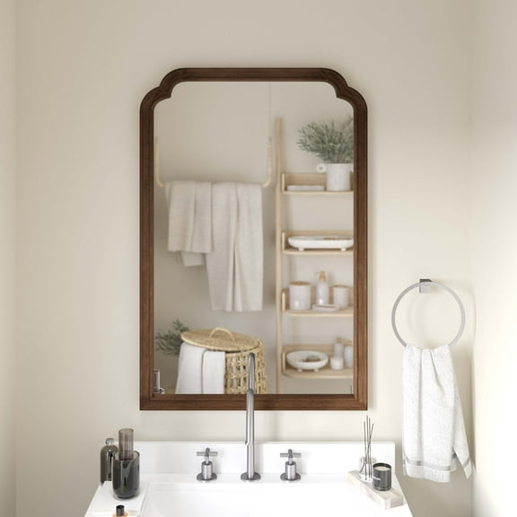 Emma Oliver 36" x 24" Rectangular Wall Mirror with Rustic Brown Solid Wood Frame and Silver Backed Glass for Clarity for Entryways, Dining Rooms & More