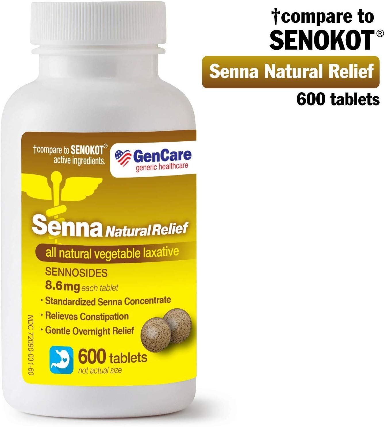 Senna Laxative 600 Tablets By Gencare – Senna 8 6mg Tablets With