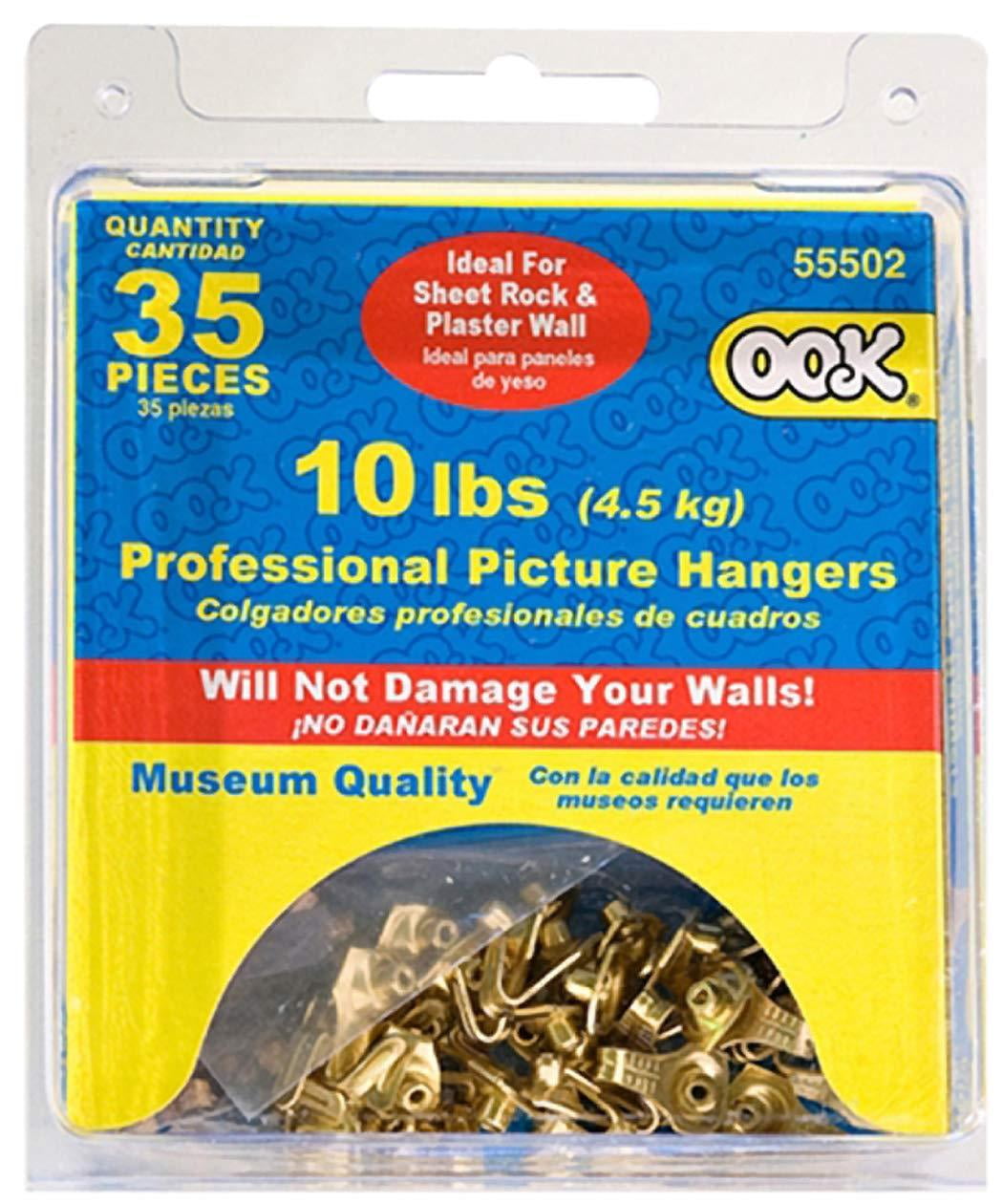 OOK 535888 Professional Picture Hangers, Art Hangers, Brass, 10lb Max Weight (35 Piece)