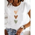 thumbnail image 4 of Short Sleeve Casual Ladies Fashion Female Graphic Tee Women Love Heart Watercolor Sweet Print Summer T Clothing T-shirts, 4 of 6