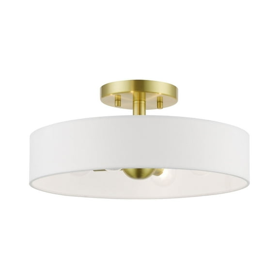 46927-12 Livex Lighting Venlo - 4 Light Semi-Flush Mount In Timeless Style-6 Inches Tall and 14 Inches Wide-Satin Brass/Shiny White Finish