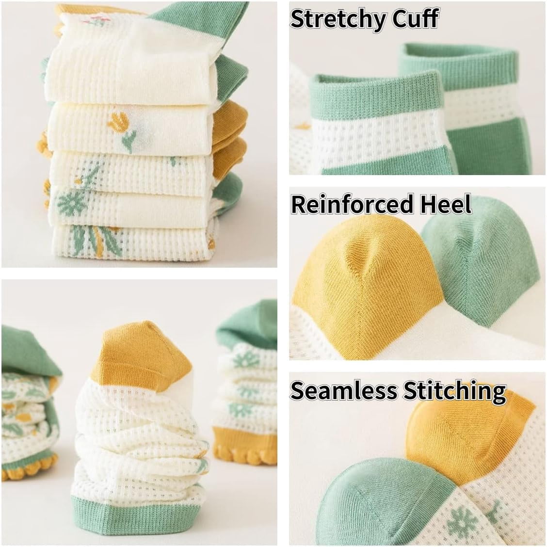 CoCozhu 5/10 Pairs Cute Flowers Patterned Design Combed Cotton Mesh Breathable Ankle Socks For Women Girls