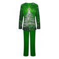 thumbnail image 4 of Sriper Lounge Sets for Women Family Christmas Pajama Cotton Long Sleeve Tops Tree Printed Comfy V-Neck Shirt Soild Color High Waisted Long Pants Ladies Loungewear Homewear Pjs Matching Clothes, 4 of 5
