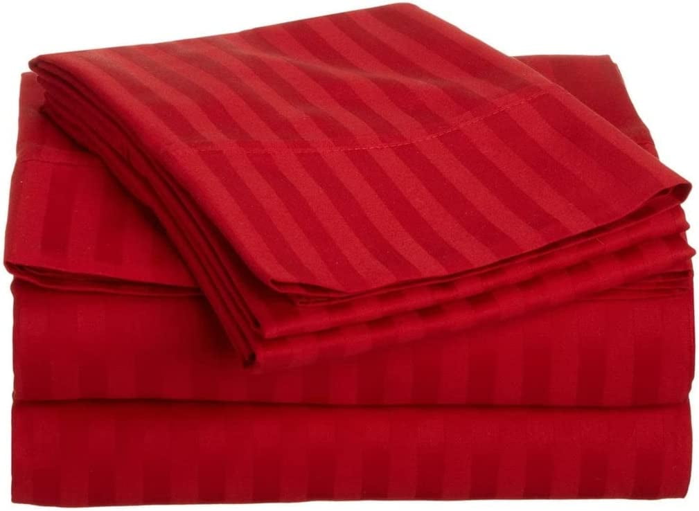 Bed Cot Fitted Sheet 33" x 75" Red Stripe 1 Qty Cot Fitted Sheet