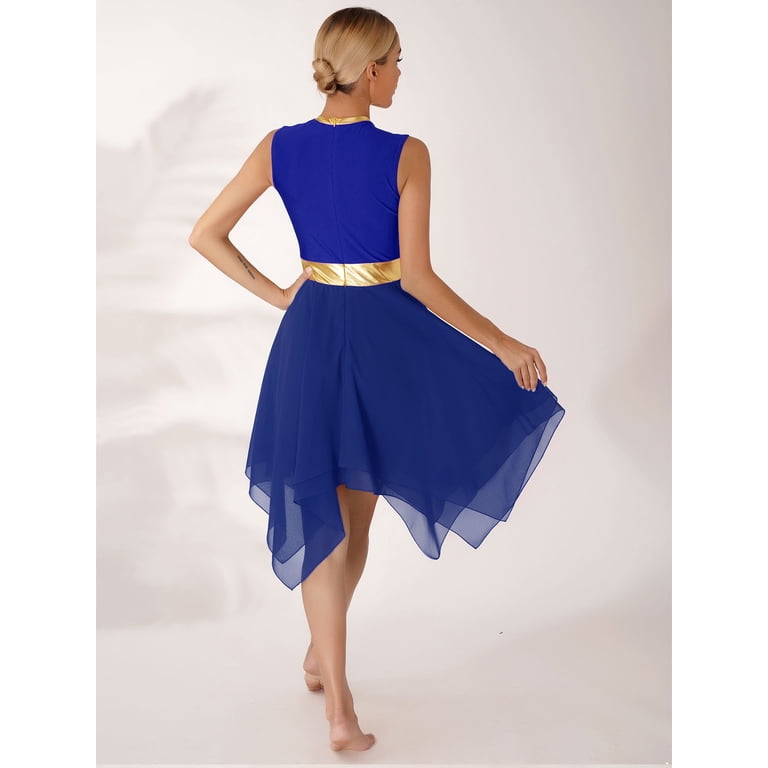 royal blue high low dress A Line V Neck Royal Blue Prom Dress with Leg Slit, V Neck Royal Blue F –  jbydress main image 0