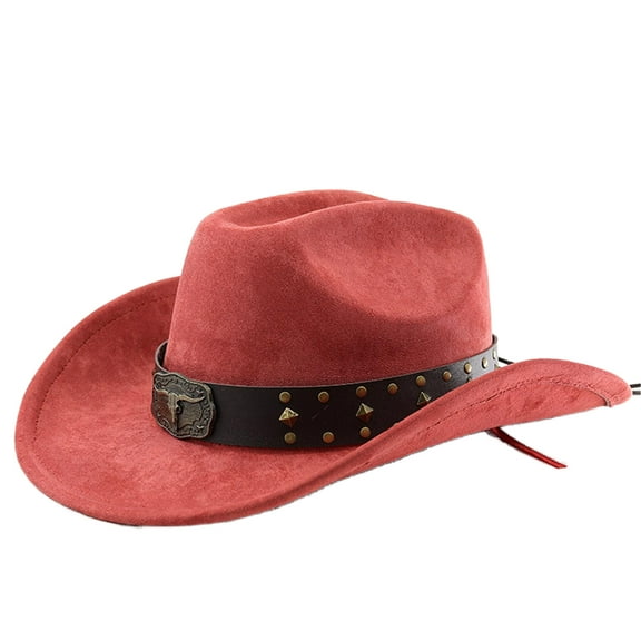 Cowboy Hat for Women Men with Shapeable Wide Brim Western Suede Hat for Cowboys and Cowgirls
