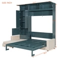 thumbnail image 3 of Harper & Bright Designs Queen Size Murphy Bed with Sofa and Cabinet, Wooden Queen Cabinet Bed Wall Bed with Shelves, Folding Wall Chest Bed for Guest Room Office, Green, 3 of 18