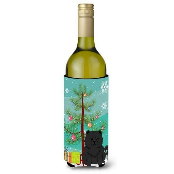 Merry Christmas Tree Chow Chow Black Wine Bottle Beverge Insulator Hugger