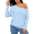 thumbnail image 2 of Conairie Long Sleeve Shirts For Women Casual Loose Solid Color Crew Neck T Shirt Soft Comfortable Fall Winter Work Tee Pullover Outfits Hot BU1 M, 2 of 5