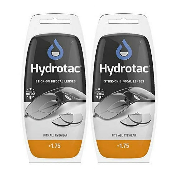 Hydrotac OPTX 20/20 Stick On Magnification Reusable Bifocal Lenses -  1.75 Diopter (Pack of 2)