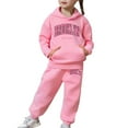 thumbnail image 7 of Toddler Girls Outfits Sets Boys Long Sleeve Solid Warm Hoodie Pullover Tops Pants Kids Sweat Suit Fall Girls Clothing Sets Pink Size 3-4T, 7 of 7