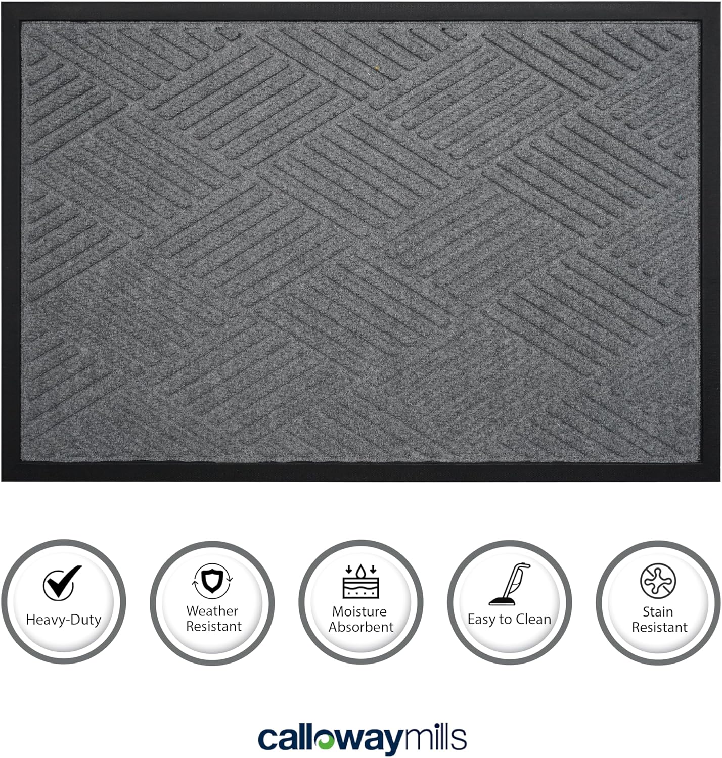 Calloway Mills 113180203 Graphite Grid Grey Mat 2" x 3"