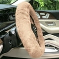 thumbnail image 4 of FH Group 14.5-15.5" Doe16 Beige Faux Rabbit Fur Steering Wheel Cover with Air Freshener, 4 of 6