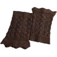 thumbnail image 1 of Calentres de piernas cortas para mujer, de punto de ganchillo con huecos, Marrón oscuro, One Size, 1 of 1