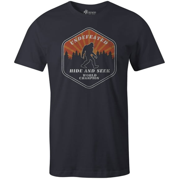 9 Crowns Tees Bigfoot UFO Abduction Believe Funny Sasquatch T-Shirt-Mens (Champ Mens Navy, Large)