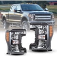 thumbnail image 3 of Winjet Headlights Assembly Compatible with 2017 2018 2019 Ford F-250 F-350 F-450 F-550 Super Duty Dual Beam Driver and Passenger Side Headlamps Amber Reflector Black/Clear, 3 of 14