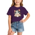 thumbnail image 5 of Girls Short Sleeve Breathable Summer T Shirt Cute Cat Print Kids Casual Tee Soft Fashion, 5 of 5