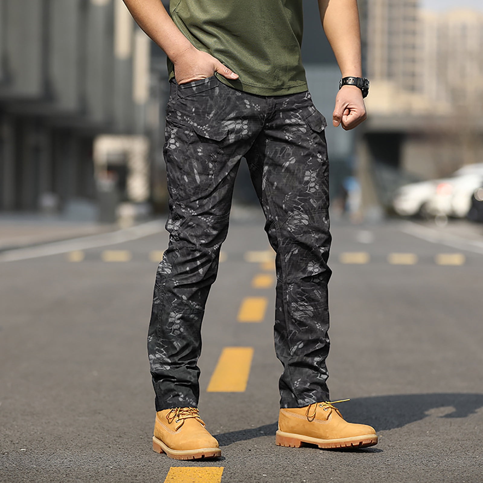 Pantalones largos para hombre, cómodos y elegantes, de camuflaje