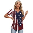 thumbnail image 5 of KDDYLITQ 250th Anniversary Shirts for Women Usa Star Stripes Short Sleeve Tops Fourth Of July 250 Years Birthday Liberty T-Shirts National Flag Print Fashion Button Henley V Neck Tees Red S, 5 of 5