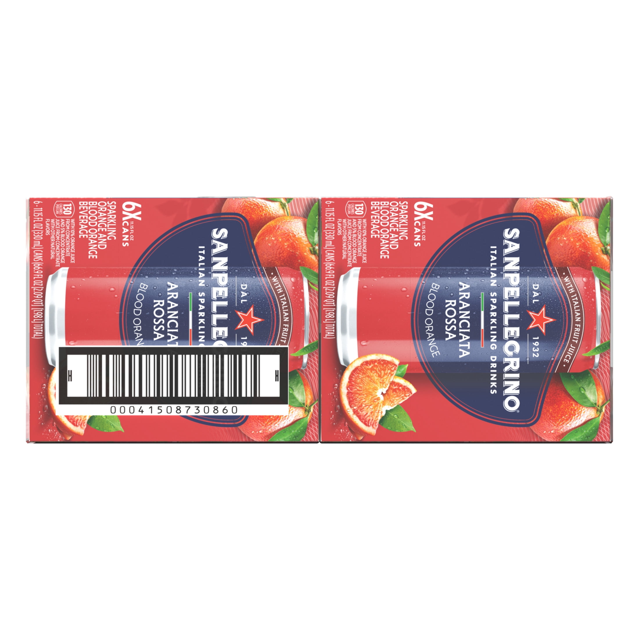 Sanpellegrino Italian Sparkling Drink Aranciata Rossa, Sparkling Orange and Blood Orange Beverage, 24 Pack of Cans