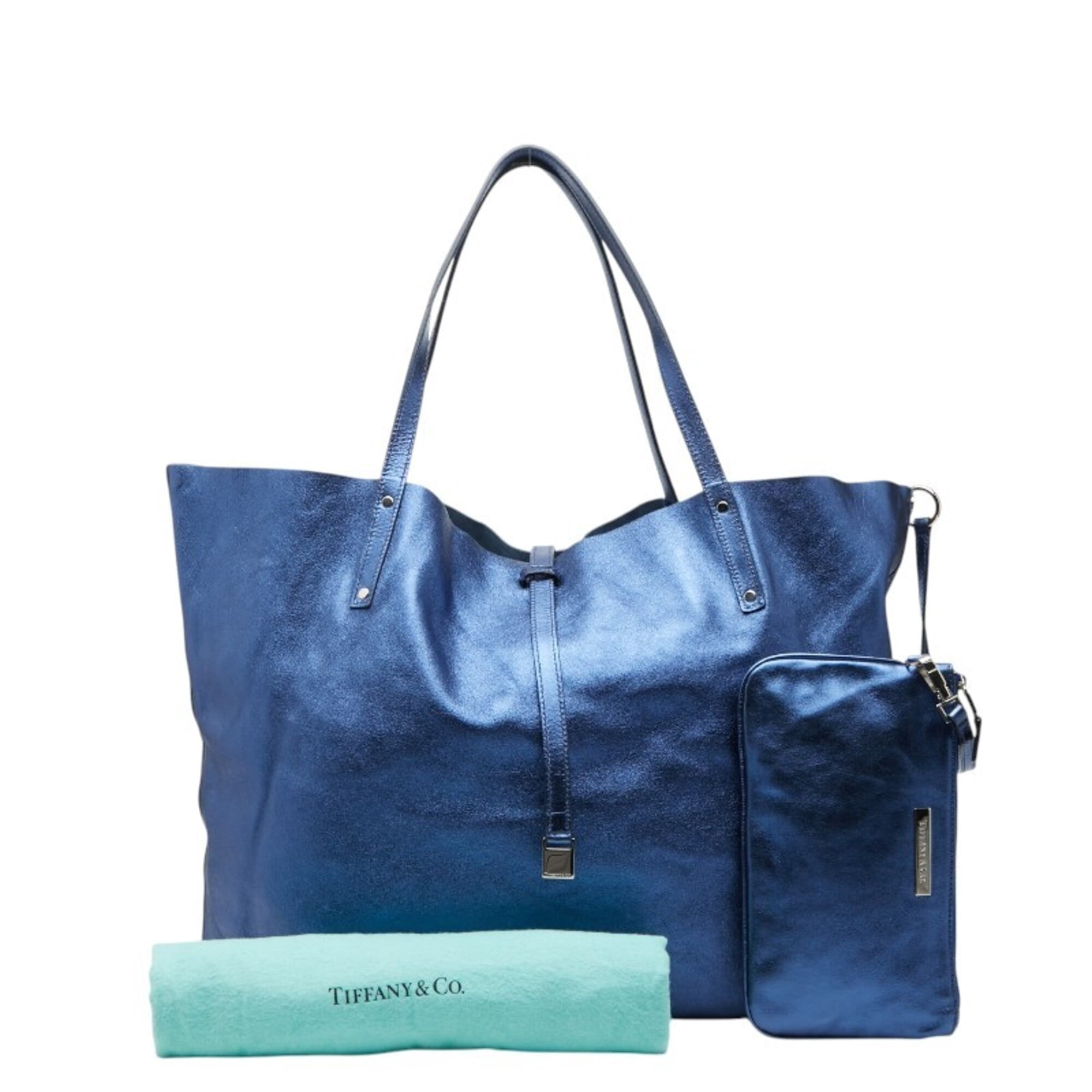 【最安値・超希少・超美品】Tiffany&Co. Letaher Totebag Pre-Owned Tiffany & Co. Reversible Tote Bag/Shoulder Bag, Blue