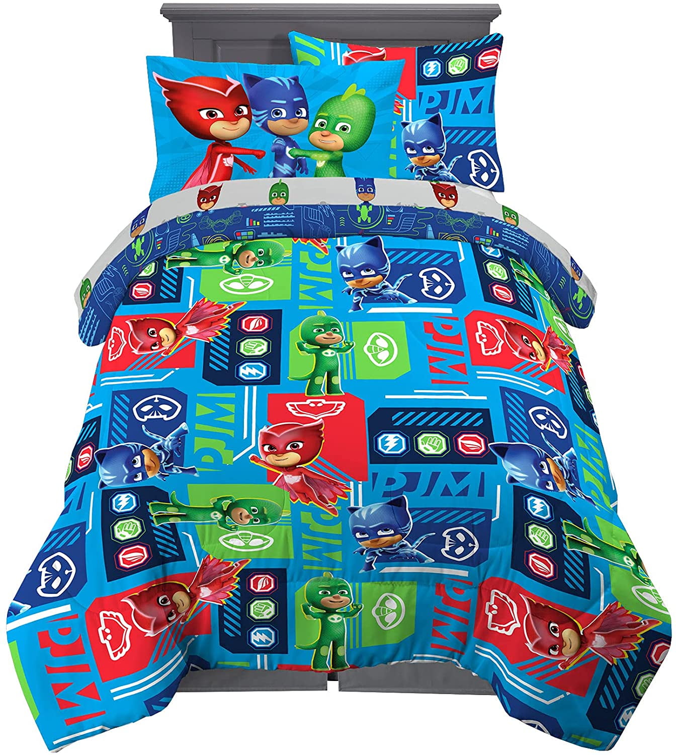 PJ Masks Kids Multicolored Bedding Super Soft Comforter and Sheet Set ...