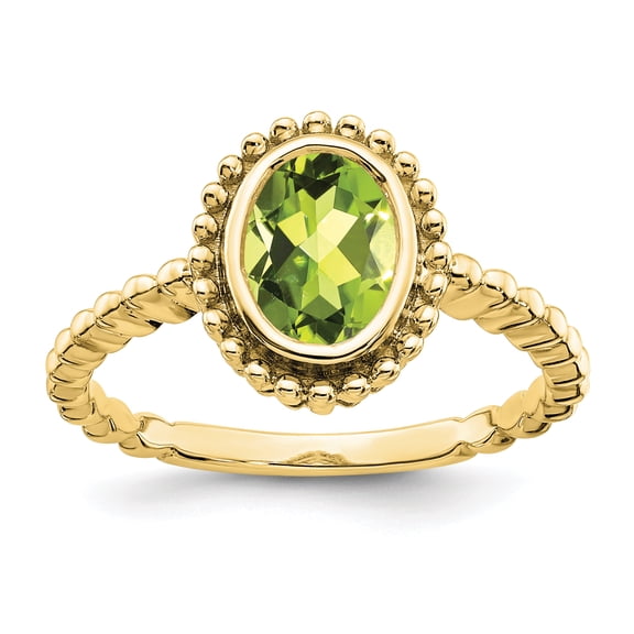 Primal Gold 10 Karat Yellow Gold Oval Peridot Ring