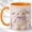 Orange, variant on Cute Lamb Coffee Mug, Plush Sheep Mug for Girls and Women, Kawaii Lamb with Purple Bow and Flowers, Baby Animal Gift, Ceramic 11 Oz Cup